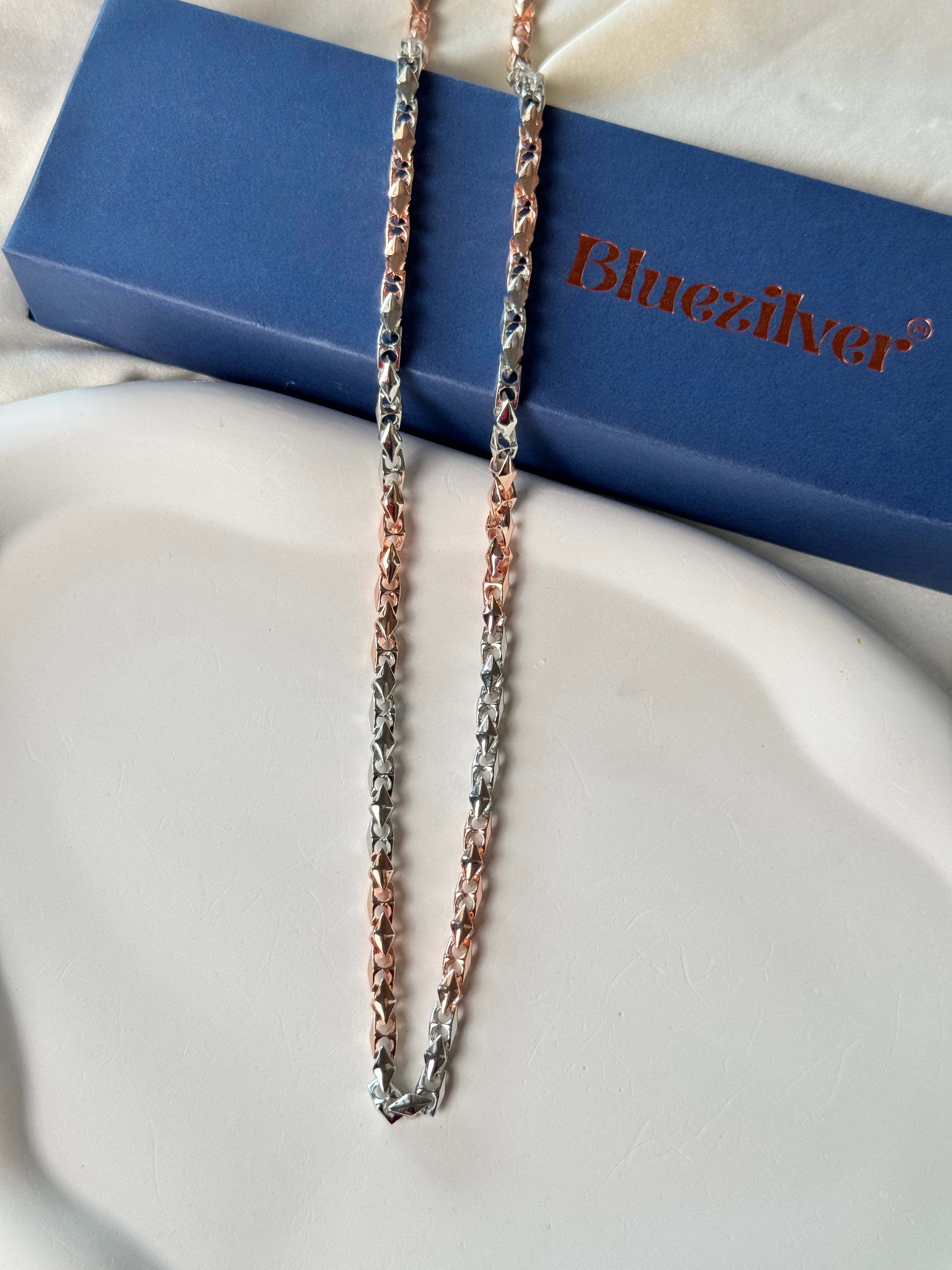 925 Silver DualTone Kaju Katali Chain