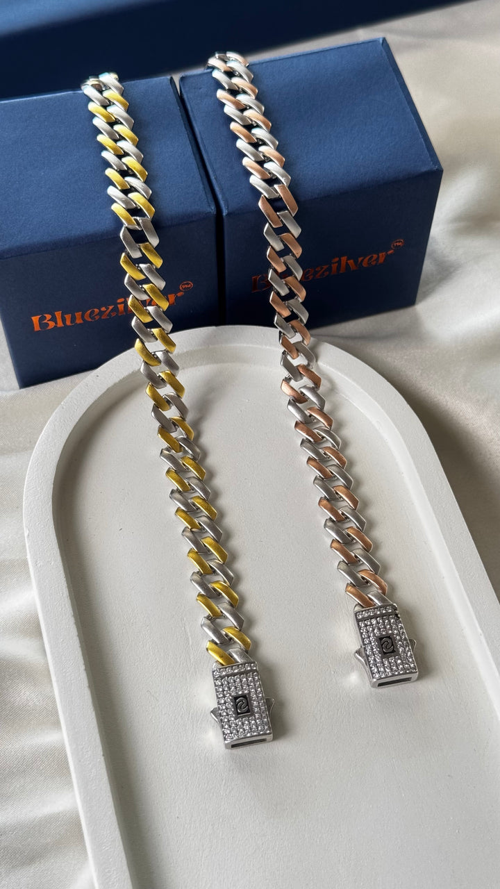 925 Silver Matt Cuban Bracelet For Men