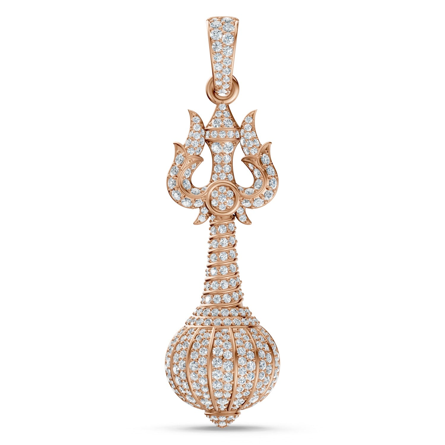 925 Silver Divine Trishul Gada Pendant