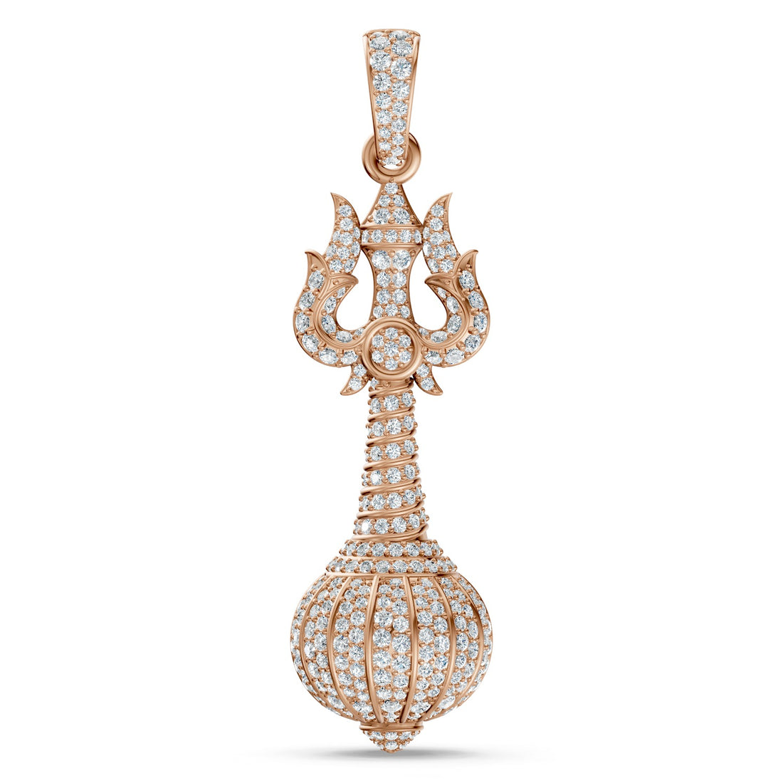 925 Silver Divine Trishul Gada Pendant