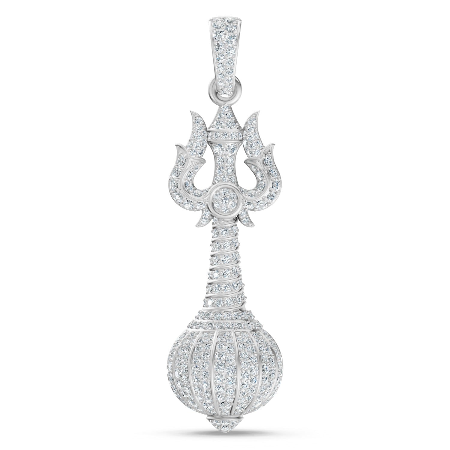 925 Silver Divine Trishul Gada Pendant