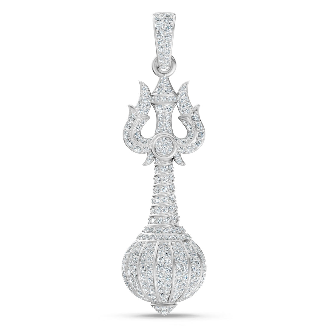 925 Silver Divine Trishul Gada Pendant
