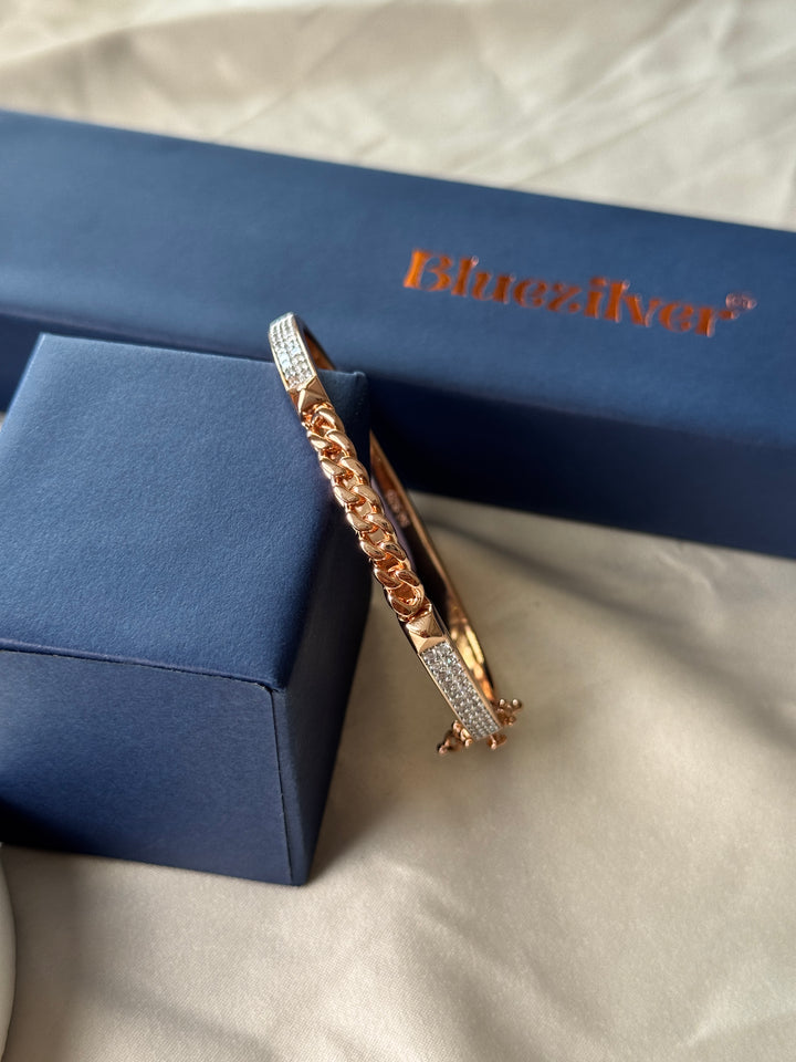 925 Silver RoseGold Cuban Kada