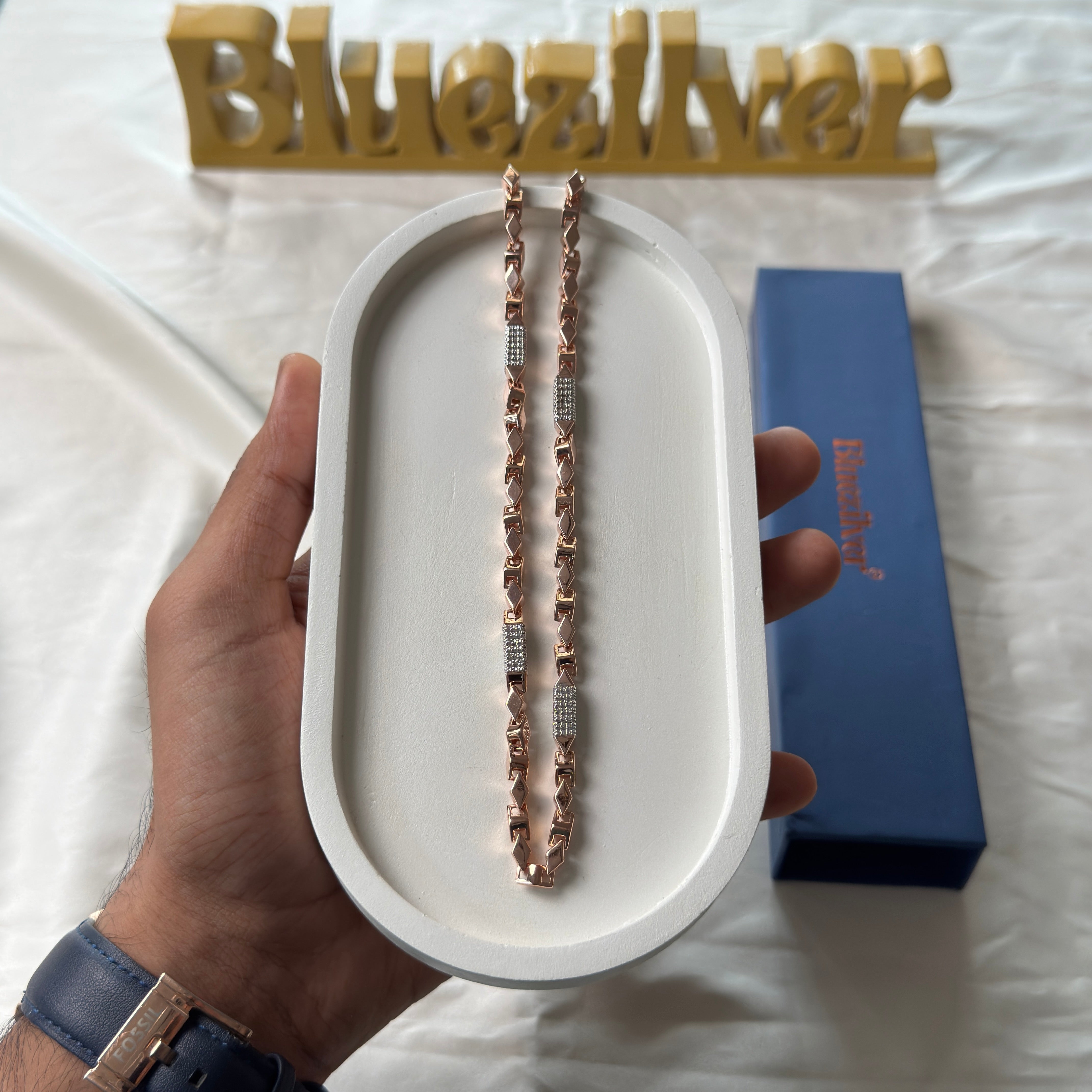 925 Silver RoseGold Choco Chain