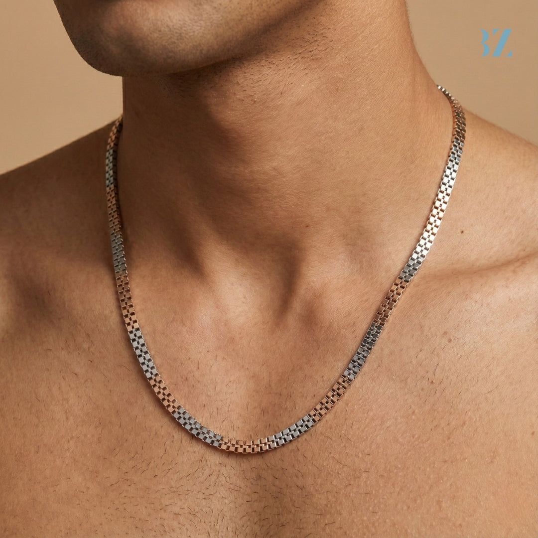 925 Silver Dual-Tone Box Link Chain