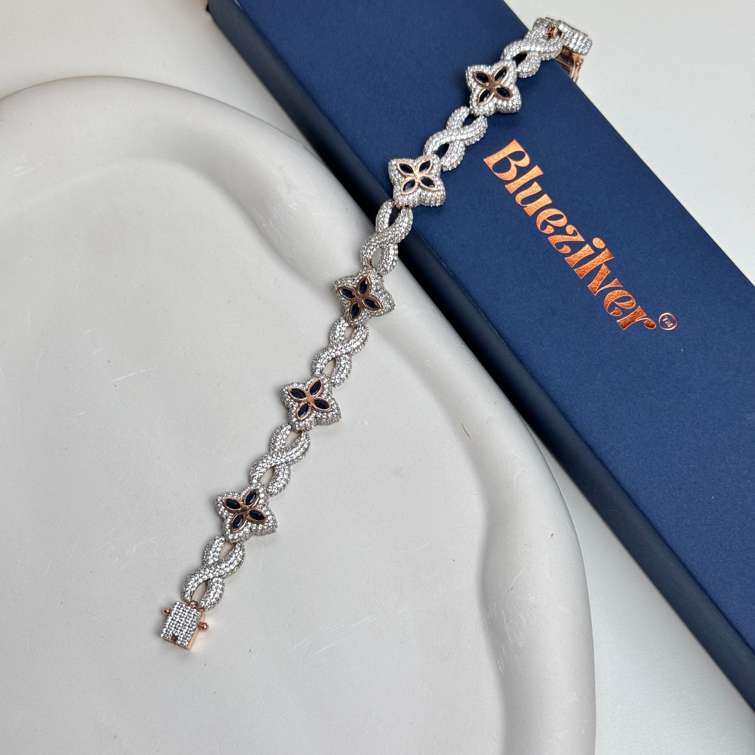 925 Silver Infinity Floral Bracelet