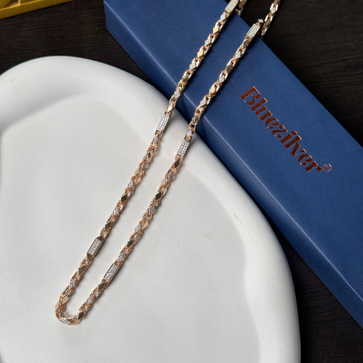 925 Silver Kaju Katli Chain For Men