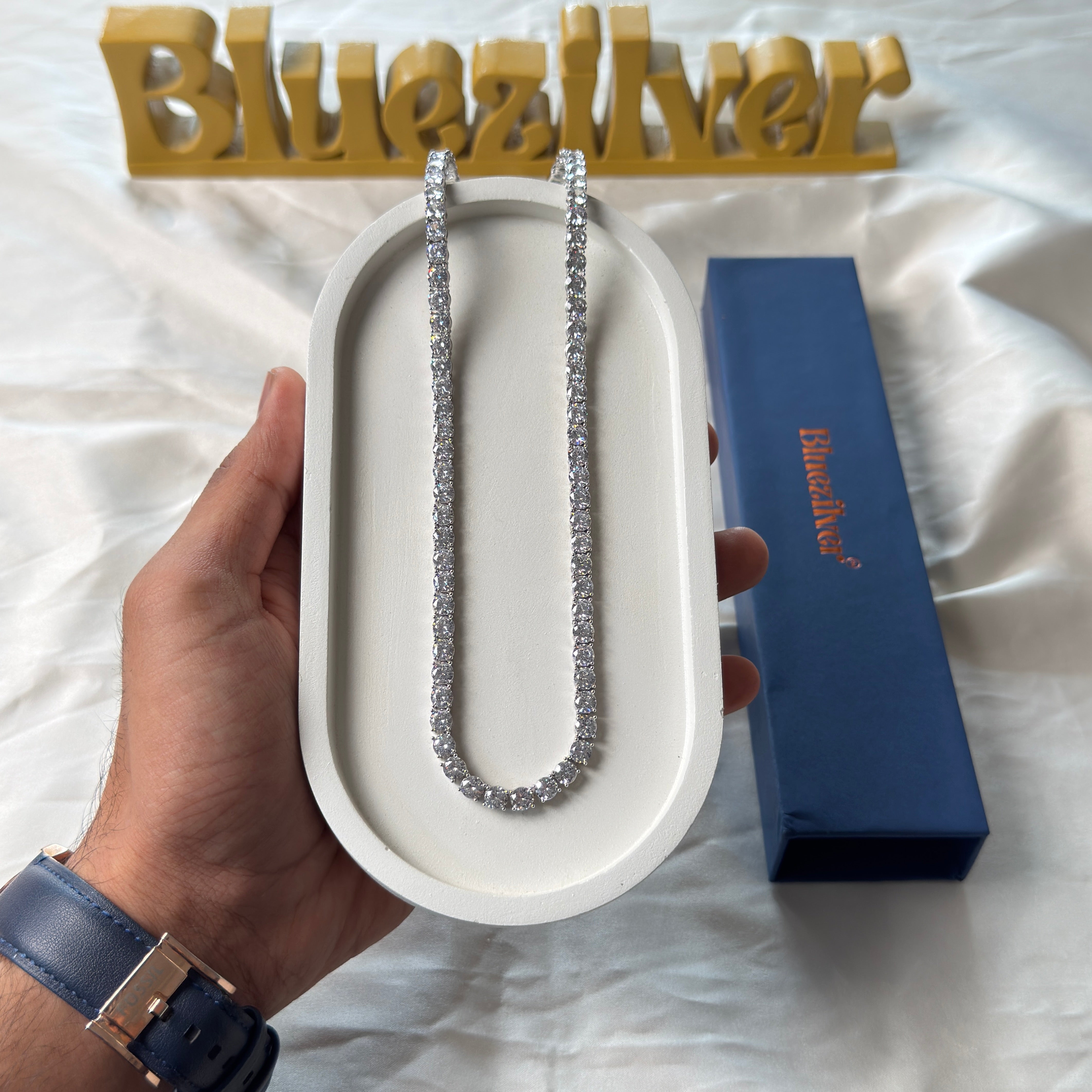 925 Silver Abhishek Sharma Tennis Chain
