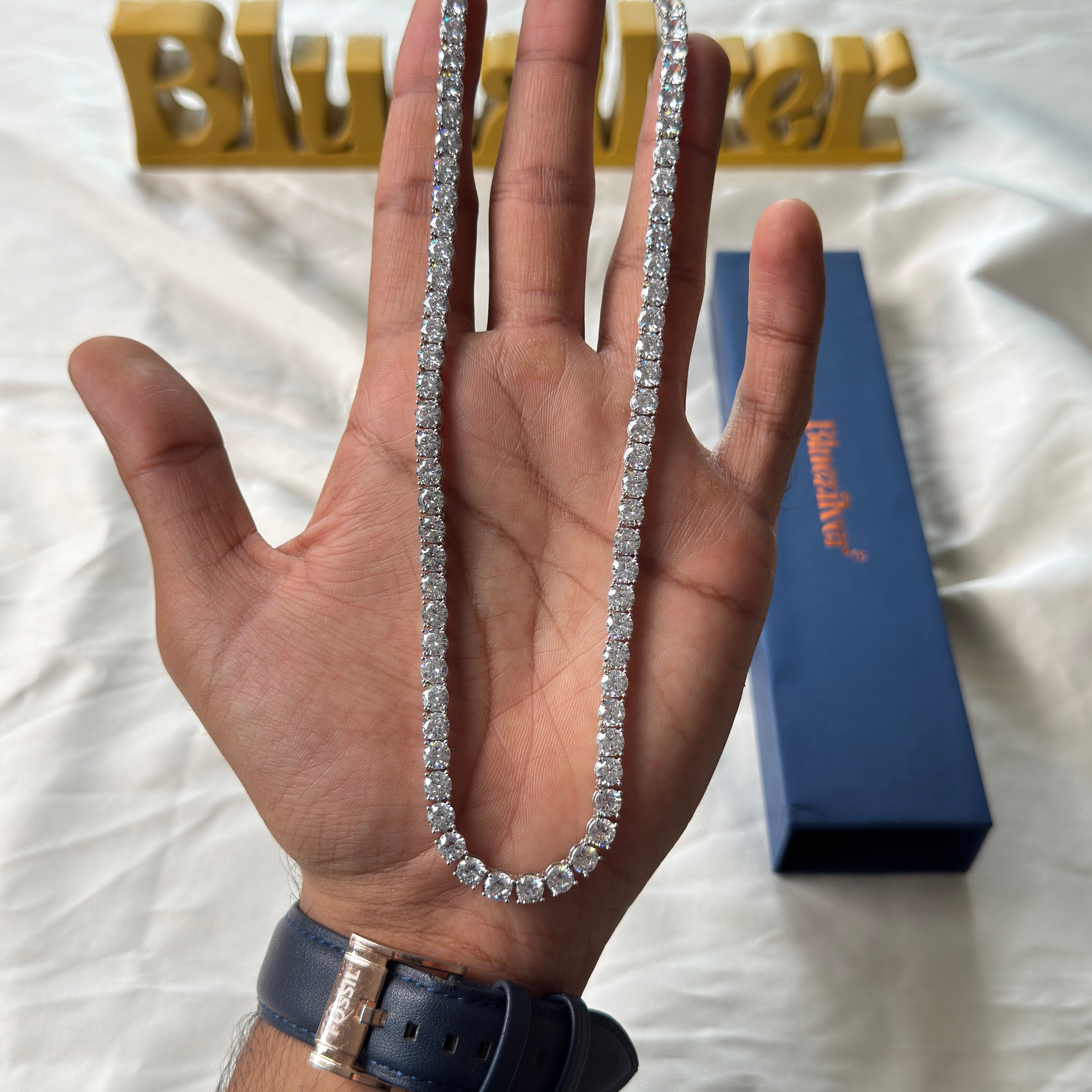 925 Silver Abhishek Sharma Tennis Chain