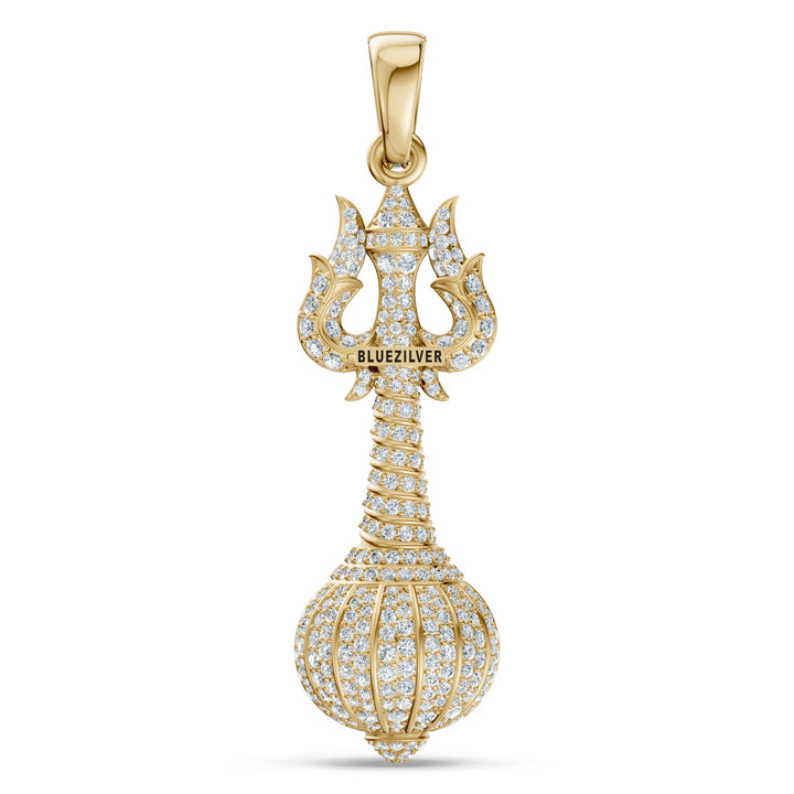 925 Silver Divine Trishul Gada Pendant
