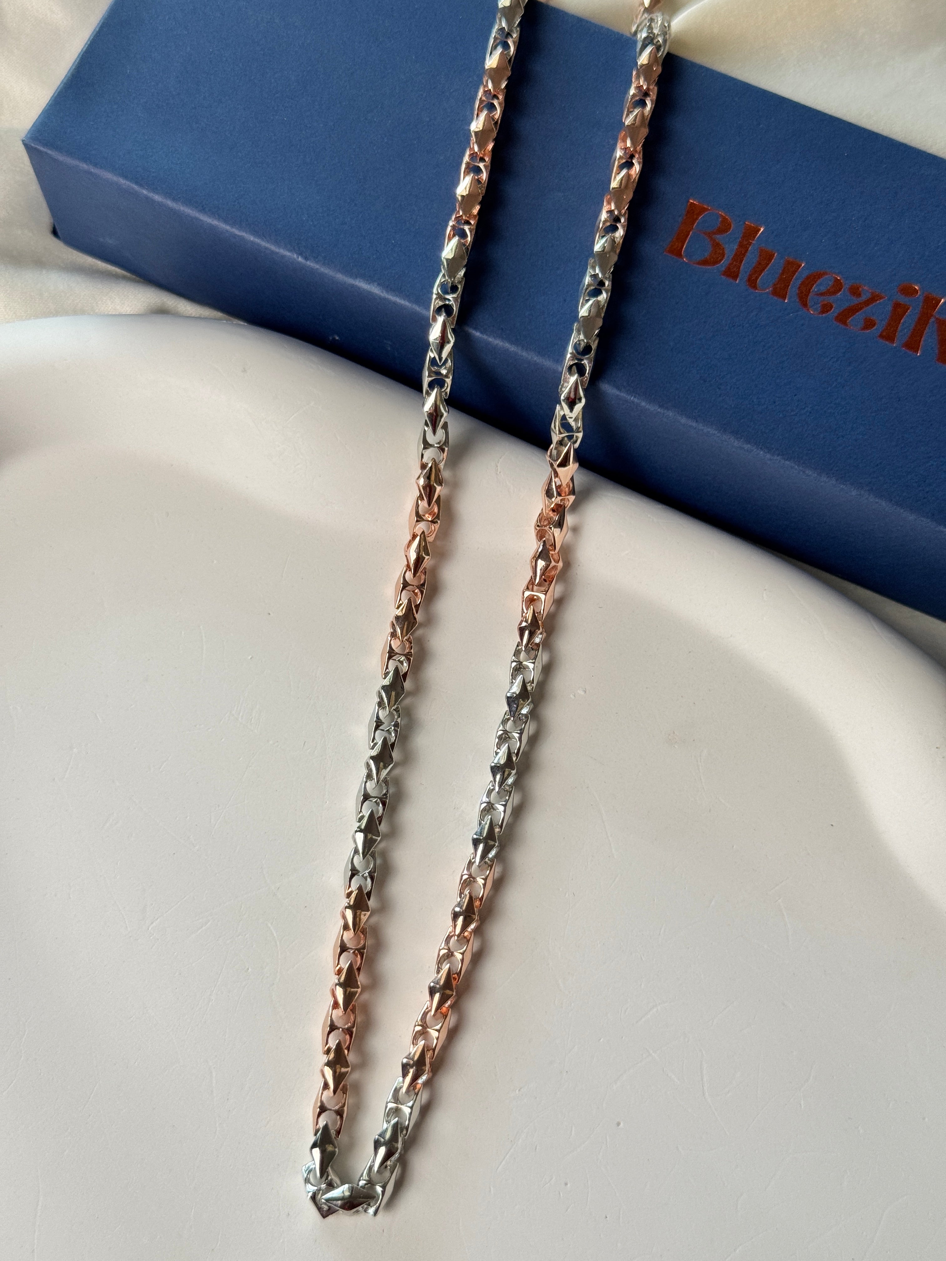 925 Silver DualTone Kaju Katali Chain