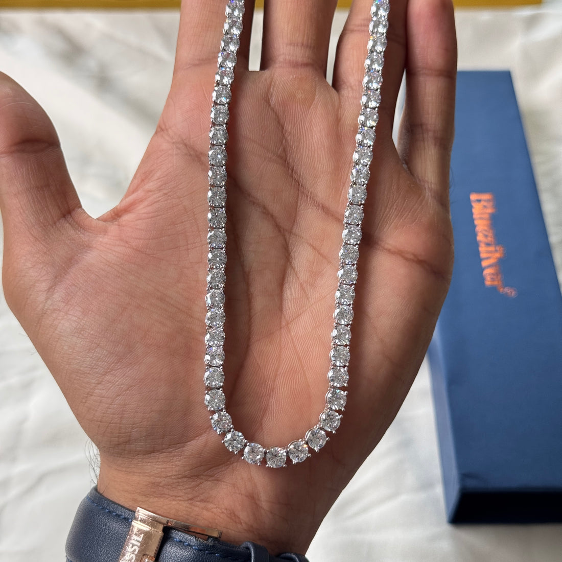 925 Silver Abhishek Sharma Tennis Chain