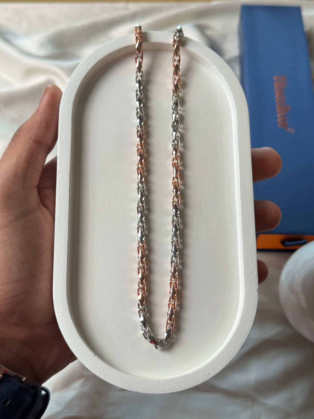 925 Silver DualTone Kaju Katali Chain