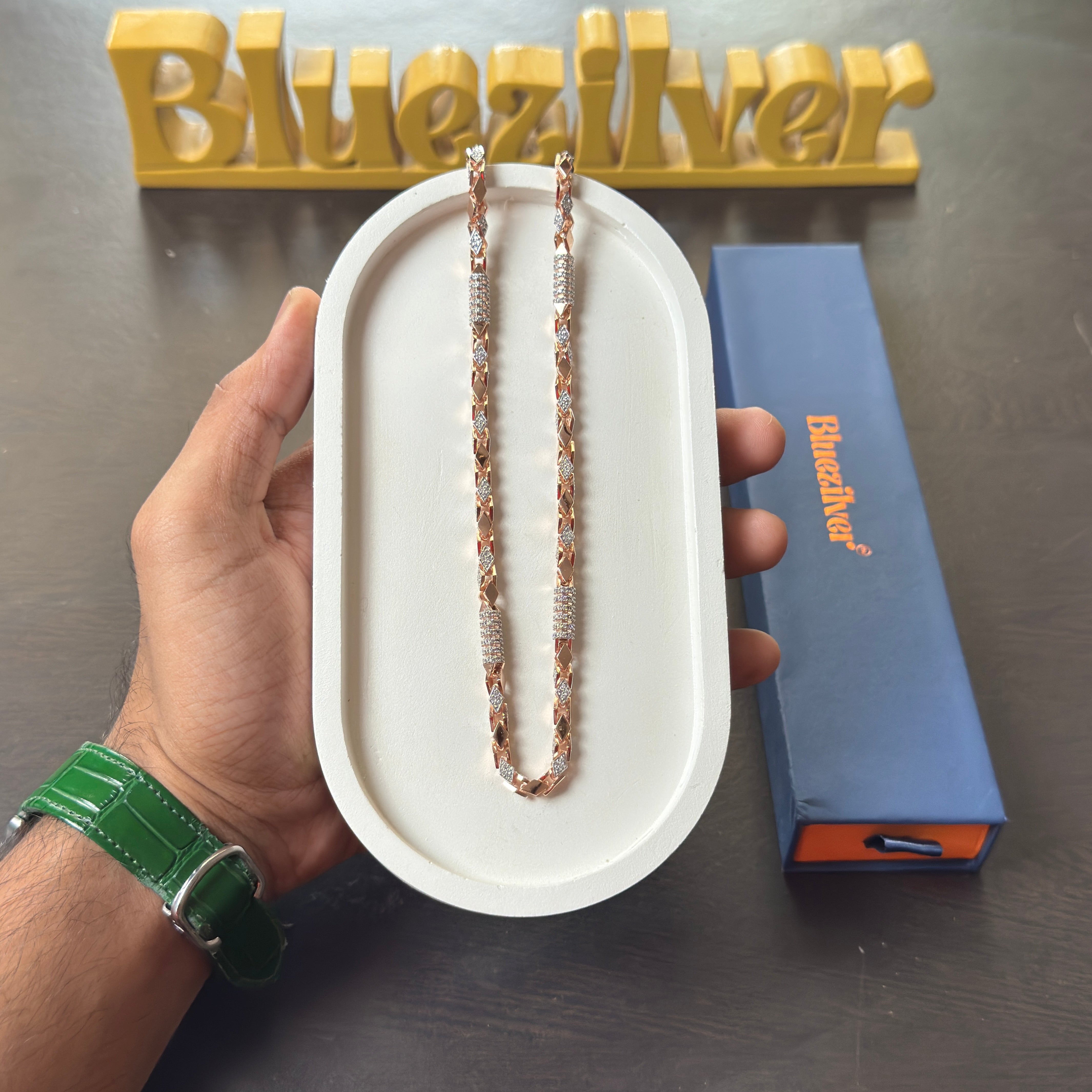 925 Silver Desginer Kaju Katali chain