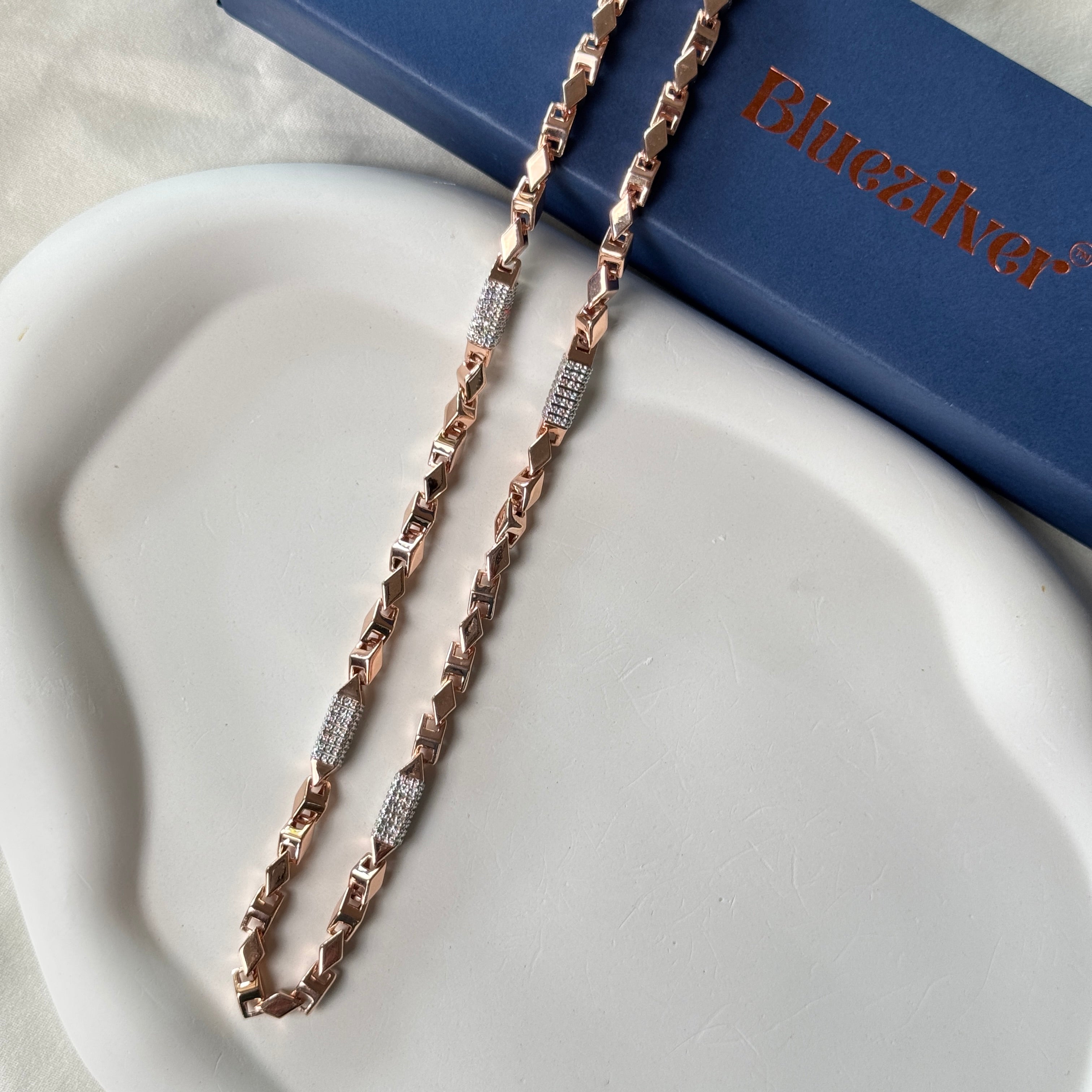 925 Silver RoseGold Choco Chain