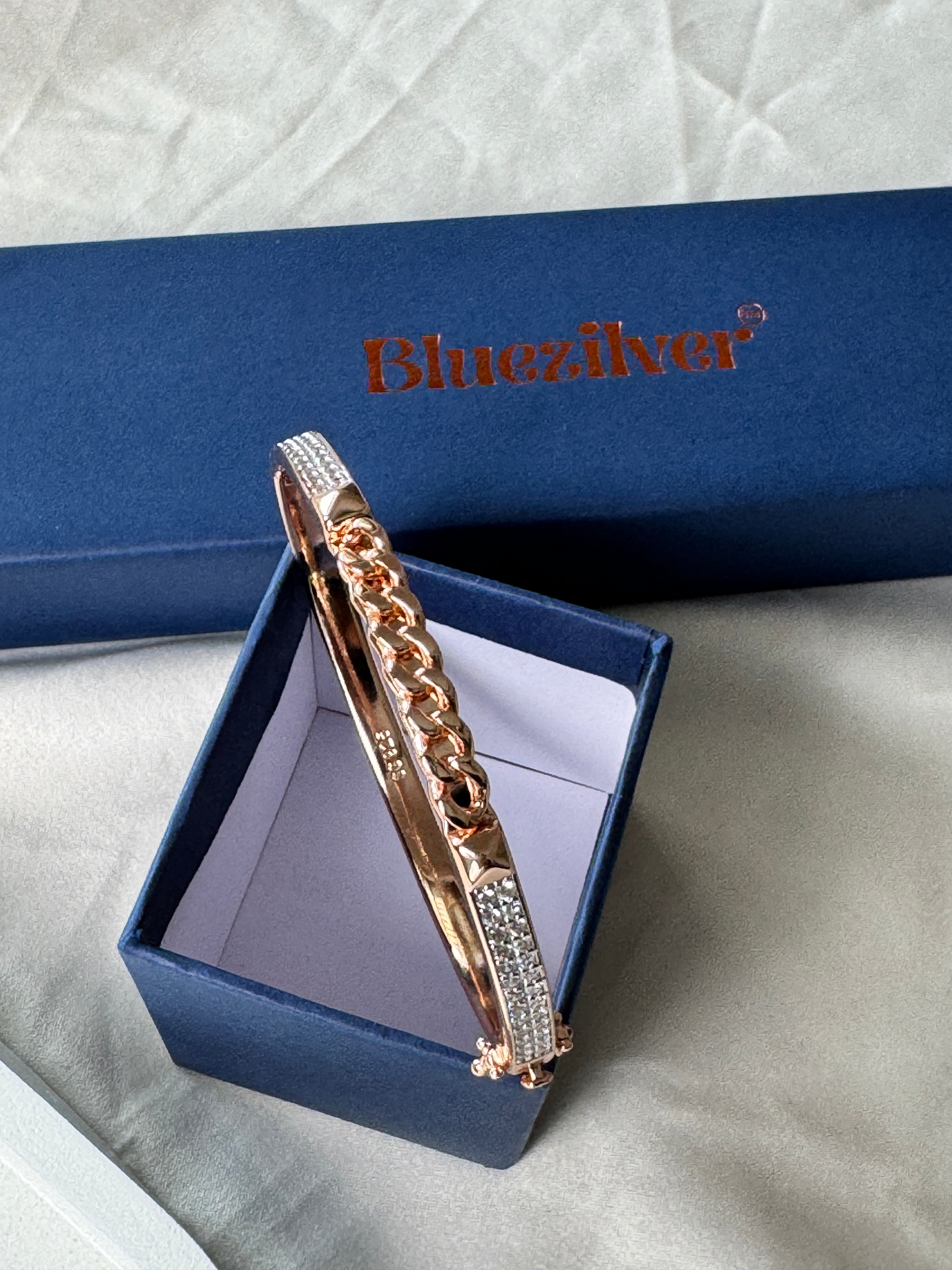 925 Silver RoseGold Cuban Kada