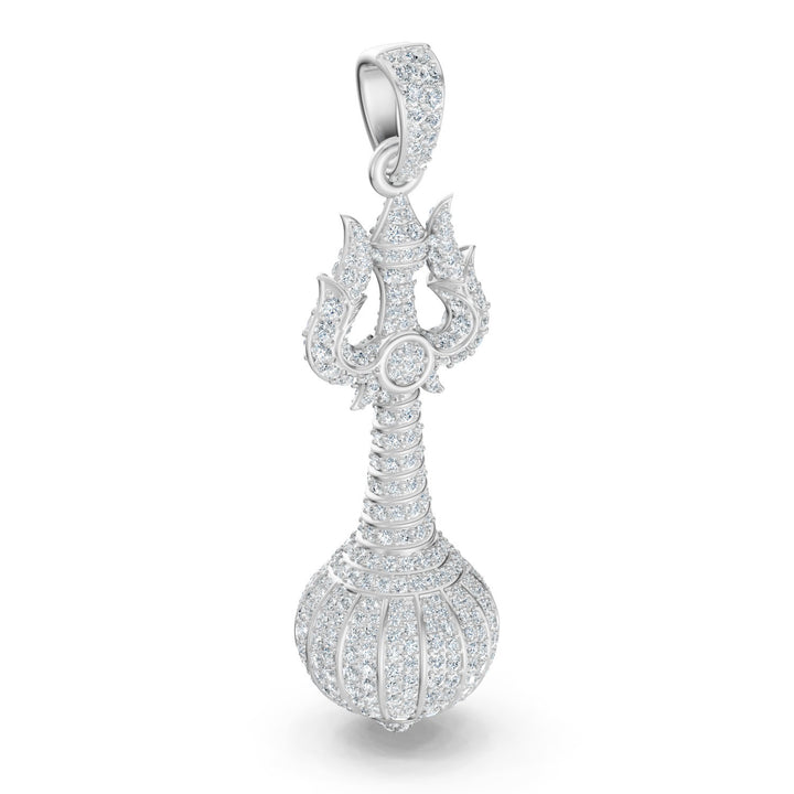 925 Silver Divine Trishul Gada Pendant