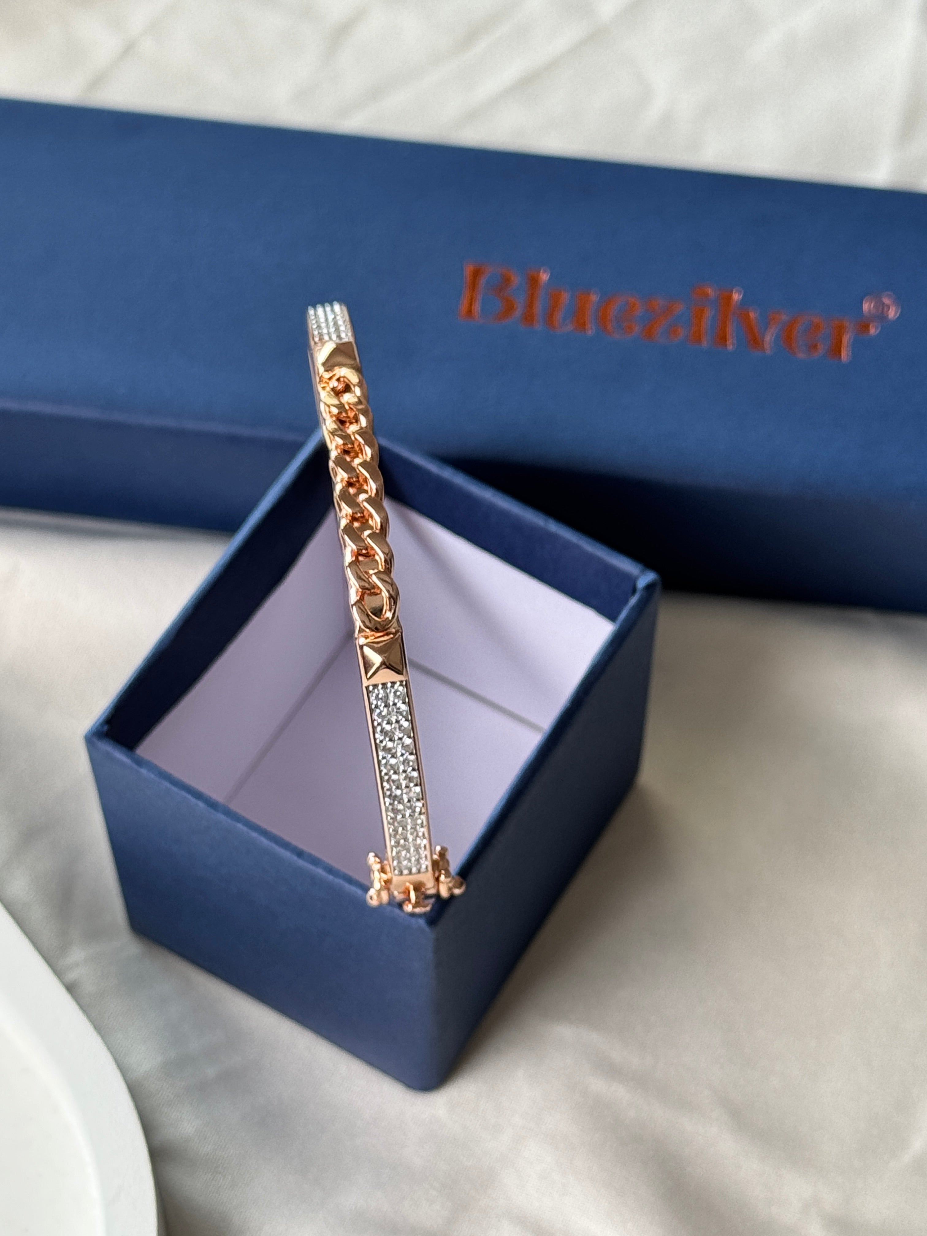 925 Silver RoseGold Cuban Kada