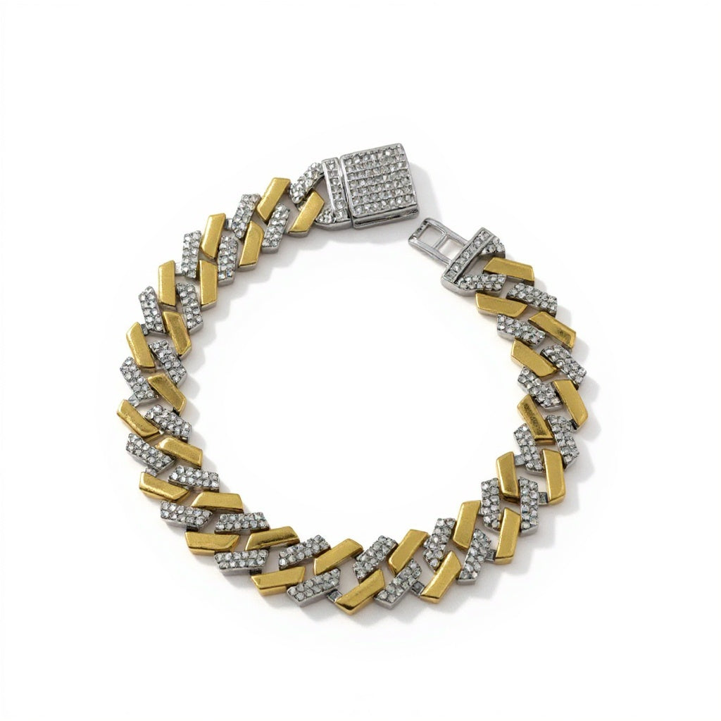 925 Silver Dual‑Tone Cuban Bracelet
