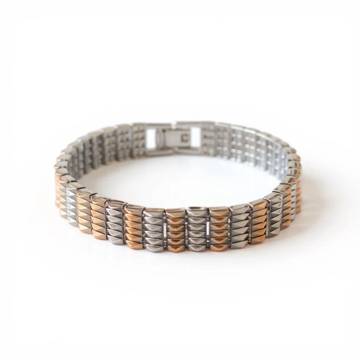 Men’s 925 Silver Geometric Pyramid Panel Bracelet
