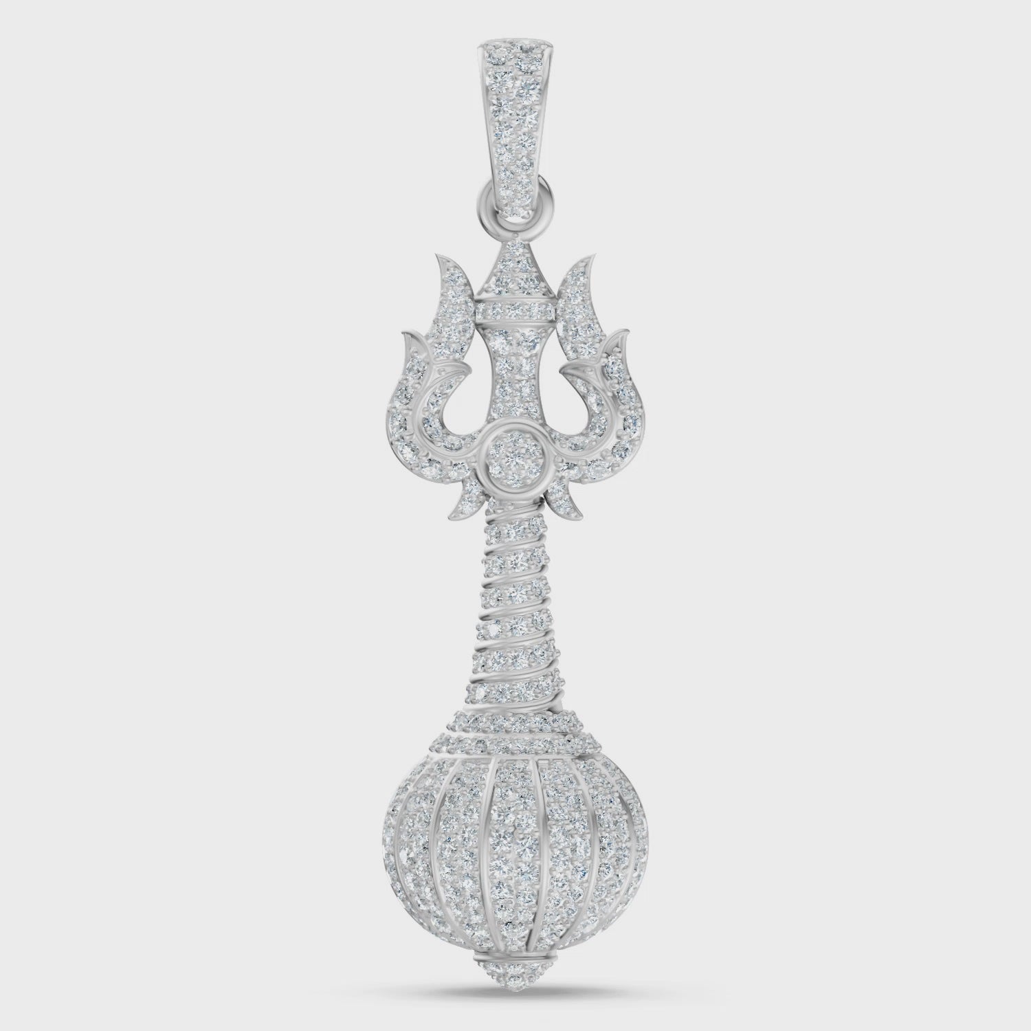 925 Silver Divine Trishul Gada Pendant