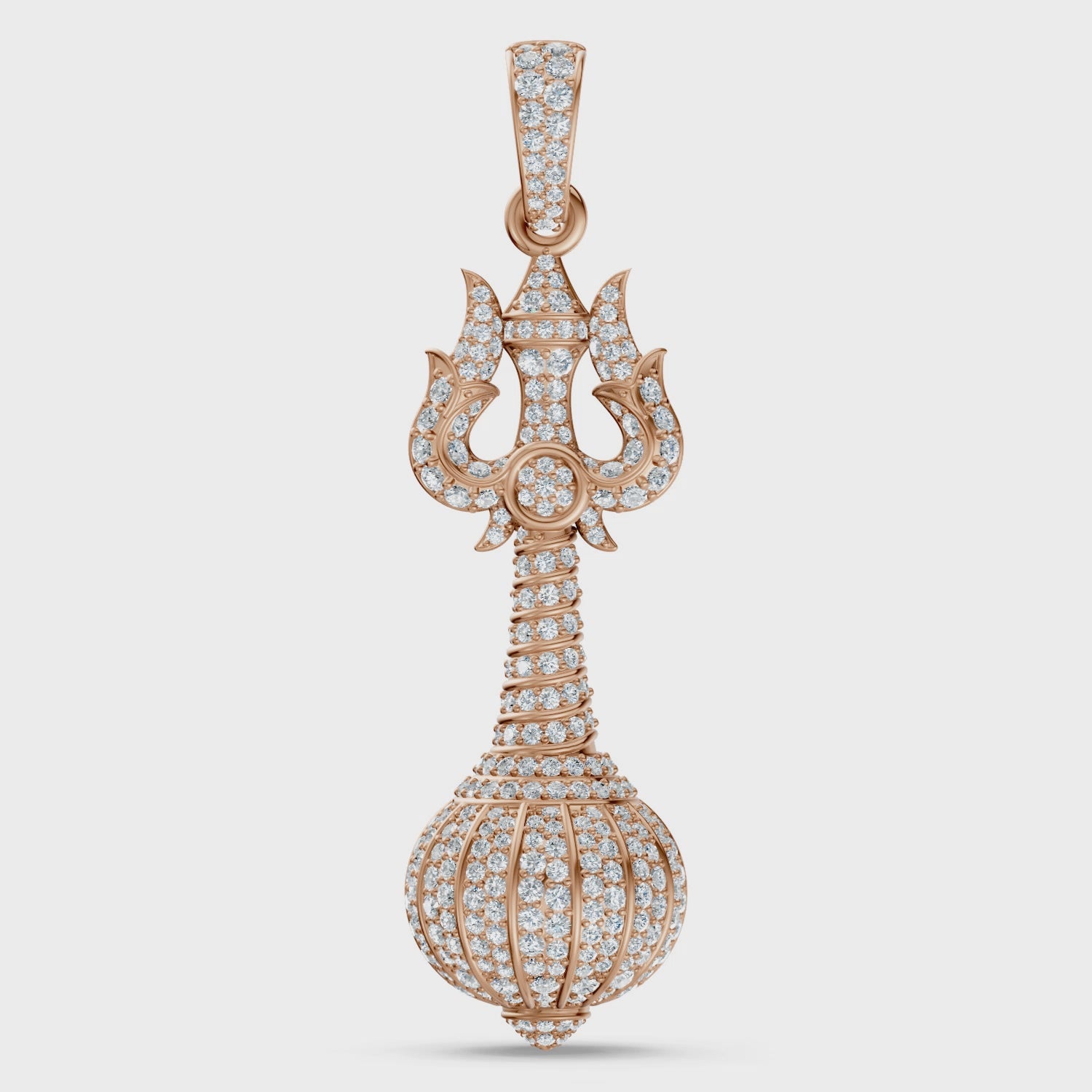 925 Silver Divine Trishul Gada Pendant